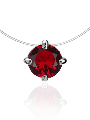 Invisible Necklace With Red Crystal Pendant The Aurora, image 