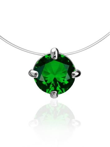 Invisible Chain Necklace With Green Crystal The Aurora, image 