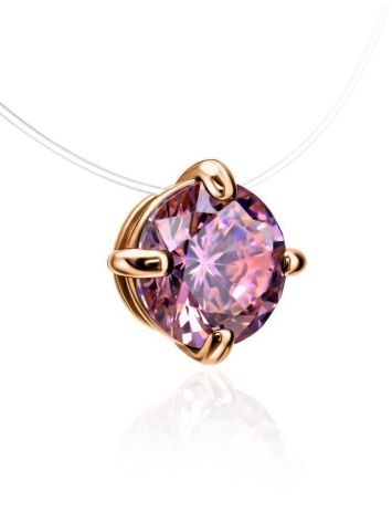 Invisible Necklace With Pink Crystal In Gold The Aurora, Length: 42, image , picture 3