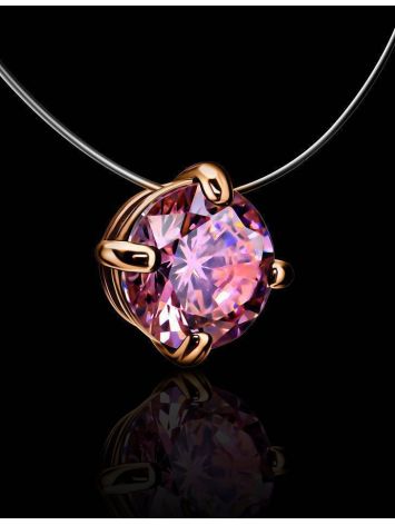 Invisible Necklace With Pink Crystal In Gold The Aurora, Length: 42, image , picture 2
