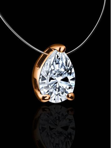 Minimalistic Invisible Necklace With Drop Crystal Pendant The Aurora Collection, Length: 40, image , picture 2