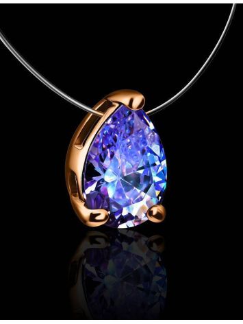 Invisible Necklace With Teardrop Crystal In Gold The Aurora, Length: 42, image , picture 2