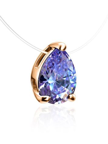 Invisible Necklace With Teardrop Crystal In Gold The Aurora, Length: 42, image , picture 3