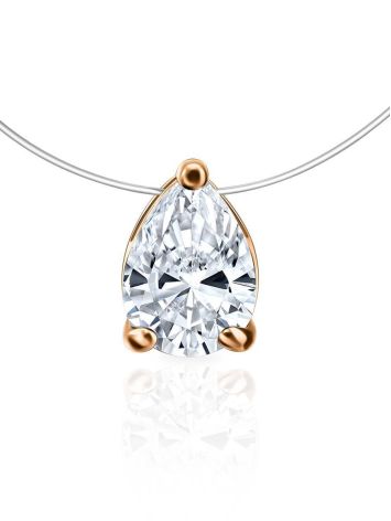 Minimalistic Invisible Necklace With Drop Crystal Pendant The Aurora Collection, Length: 40, image 