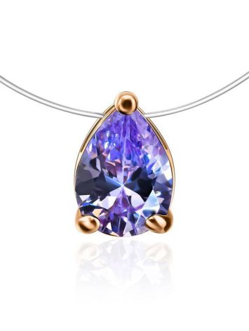 Invisible Necklace With Teardrop Crystal In Gold The Aurora, Length: 42, image 