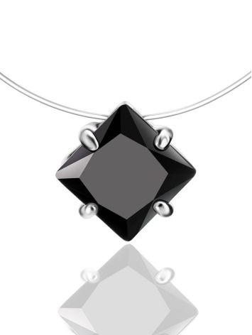 Invisible Necklace With Square Black Crystal The Aurora, image 