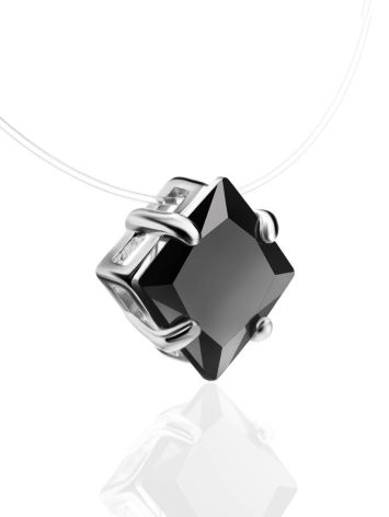 Invisible Necklace With Square Black Crystal The Aurora, image , picture 3