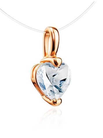 Invisible Necklace With Heart Shaped Crystal In Gold The Aurora, Length: 40, image , picture 3