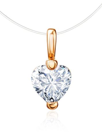 Invisible Necklace With Heart Shaped Crystal In Gold The Aurora, Length: 40, image 