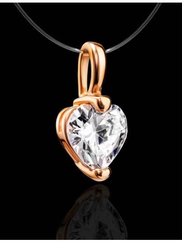 Invisible Necklace With Heart Shaped Crystal In Gold The Aurora, Length: 40, image , picture 2