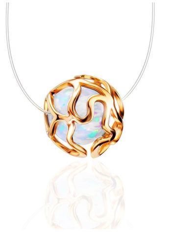 Invisible Necklace With Synthetic Opal In Gold The Aurora, Length: 40, image 