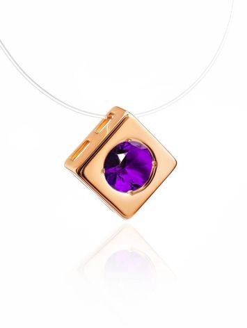 Invisible Necklace With Square Golden Pendant The Aurora, Length: 40, image , picture 3