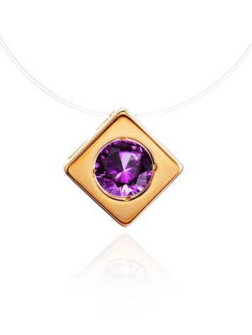Invisible Necklace With Square Golden Pendant The Aurora, Length: 40, image 