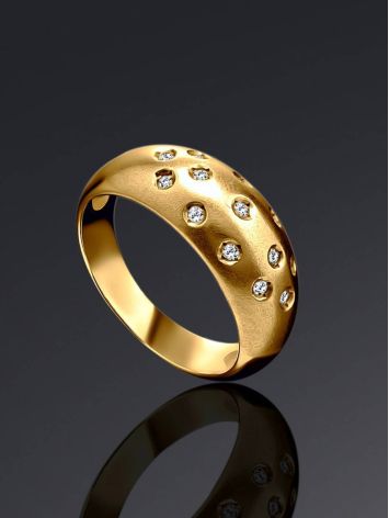 Glamorous Golden Ring With Diamonds, Ring Size: 9 / 19, image , picture 2