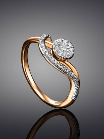 Elegant Curvy Diamond Ring In Gold, Ring Size: 6 / 16.5, image , picture 2