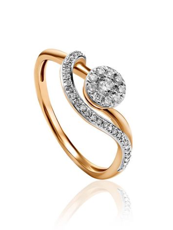 Elegant Curvy Diamond Ring In Gold, Ring Size: 6 / 16.5, image 