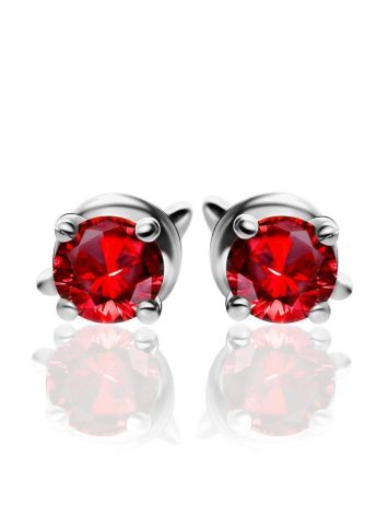Red Crystal Stud Earrings In Silver The Aurora, image , picture 3