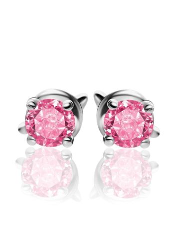 Luminous Silver Studs With Pink Crystals The Aurora, image , picture 3