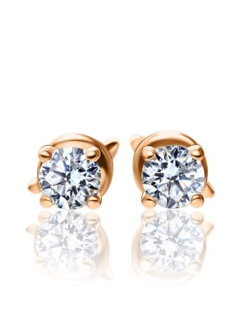 Bold White Crystal Stud Earrings In Gold, image , picture 3