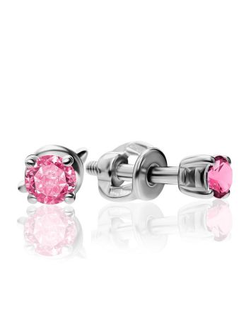 Luminous Silver Studs With Pink Crystals The Aurora, image 