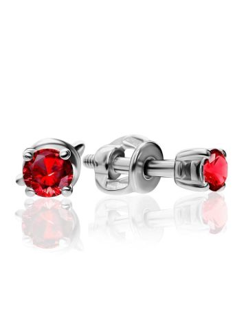 Red Crystal Stud Earrings In Silver The Aurora, image 