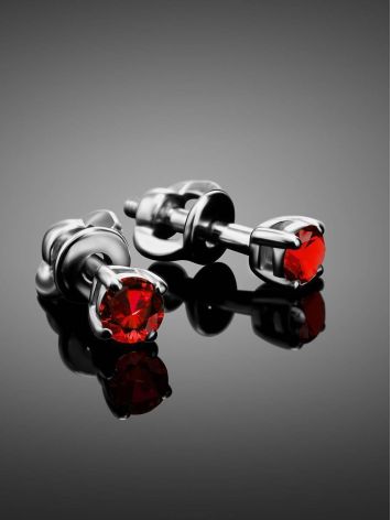 Red Crystal Stud Earrings In Silver The Aurora, image , picture 2