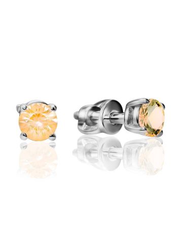 Champagne Crystal Stud Earrings In Silver, image 