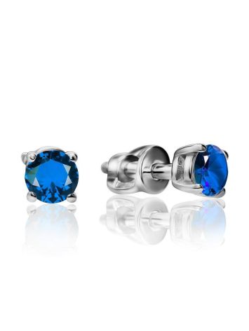 Blue Crystal Stud Earrings In Silver, image , picture 3