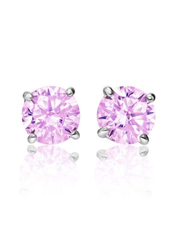 Bold Pink Crystal Stud Earrings In Silver, image , picture 3