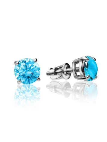 Bold Blue Crystal Stud Earrings In Silver The Aurora, image 