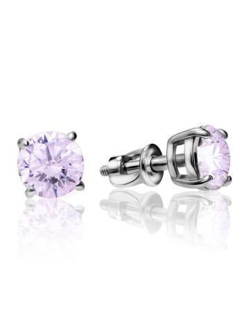Classy Silver Studs With Lilac Crystals, image 