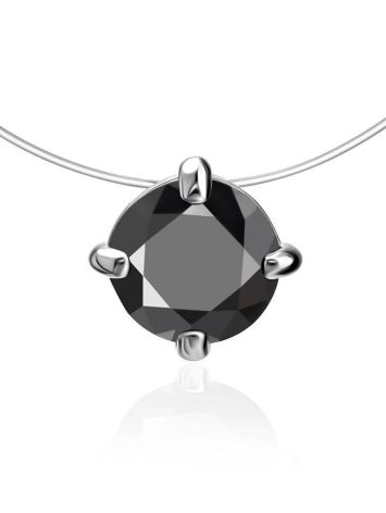 Invisible Necklace With Black Crystal Pendant The Aurora, image 