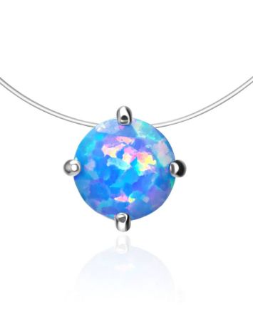 Invisible Necklace With Chameleon Synthetic Opal In Silver The Aurora, image 