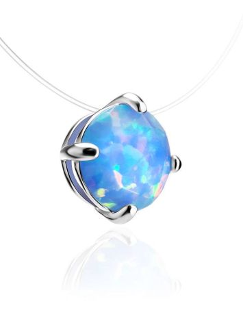 Invisible Necklace With Chameleon Synthetic Opal In Silver The Aurora, image , picture 3
