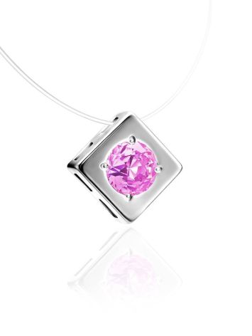 Fishing Line Necklace With Pink Crystal Pendant The Aurora, image , picture 3