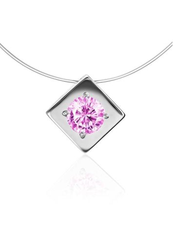Fishing Line Necklace With Pink Crystal Pendant The Aurora, image 