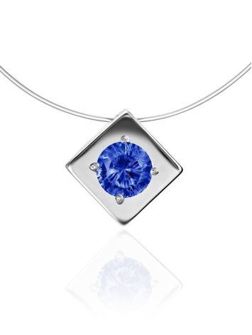 Invisible Necklace With Blue Crystal Pendant The Aurora, image 