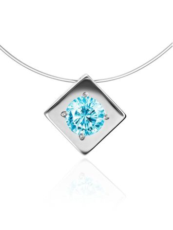 Stylish Fishing Line Necklace With Light Blue Crystal The Aurora, image 