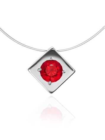 Invisible Necklace With Red Crystal Pendant The Aurora, image 