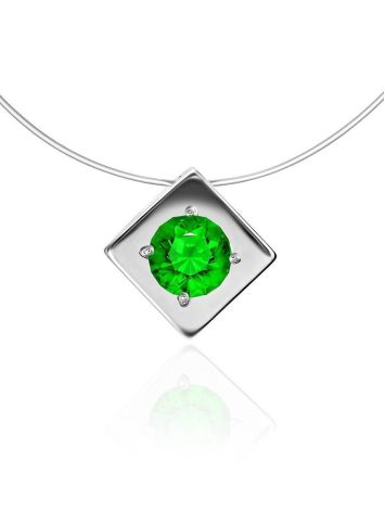 Invisible Necklace With Green Crystal Pendant The Aurora, image 