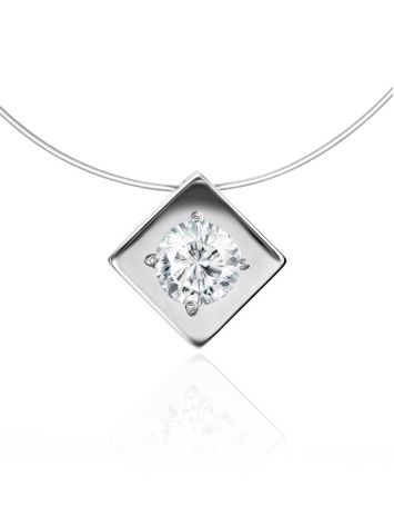 Fishing Line Necklace With White Crystal Pendant The Aurora, image 