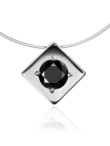 Invisible Necklace With Black Crystal Pendant The Aurora, image 