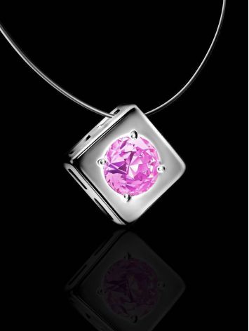 Fishing Line Necklace With Pink Crystal Pendant The Aurora, image , picture 2