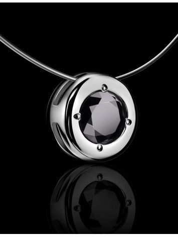 Invisible Necklace With Round Black Crystal Pendant The Aurora, image , picture 2