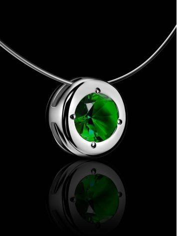 Invisible Chain Necklace With Green Crystal The Aurora, image , picture 2