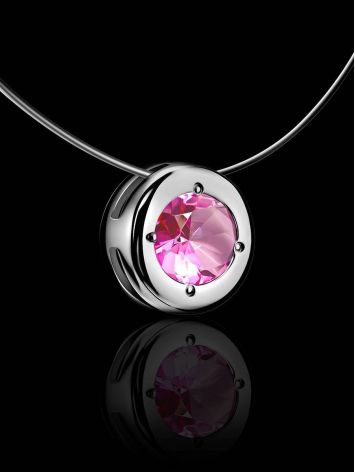 Invisible Chain Necklace With Pink Crystal Pendant The Aurora, image , picture 2