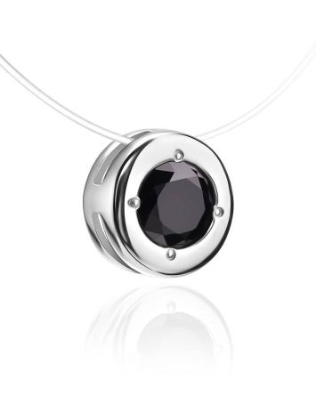 Invisible Necklace With Round Black Crystal Pendant The Aurora, image , picture 3