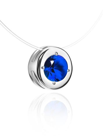 Invisible Necklace With Blue Crystal Round Pendant The Aurora, image , picture 3