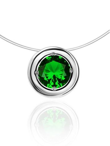 Invisible Chain Necklace With Green Crystal The Aurora, image 