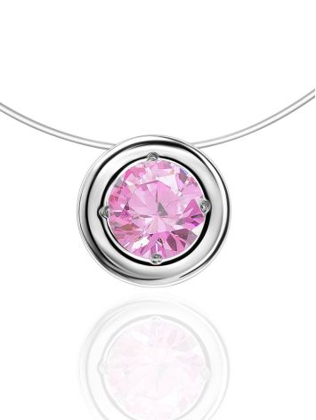Invisible Chain Necklace With Pink Crystal Pendant The Aurora, image 
